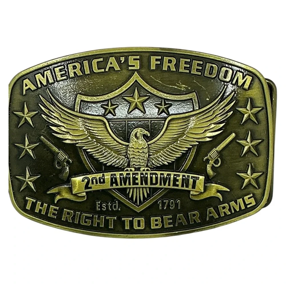 2nd Amendment Mens Belt Buckle‎ Eagle Design Patriotic